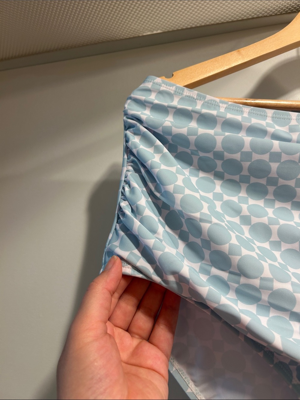 Light Blue Geometric Bikini Top and matching Bottom - Picture 6 of 11